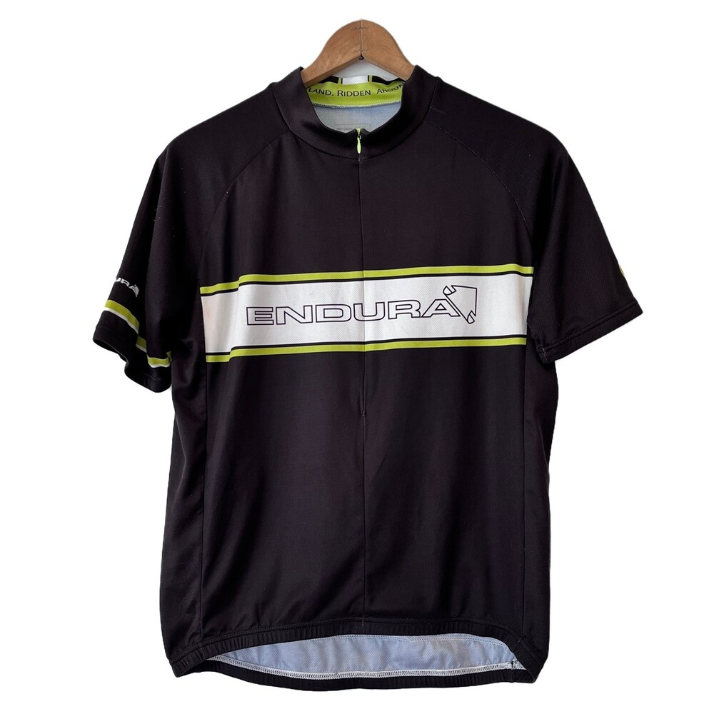 Endura Cycling Jersey Bike Racing Black 1/2 Zip Bike Racing